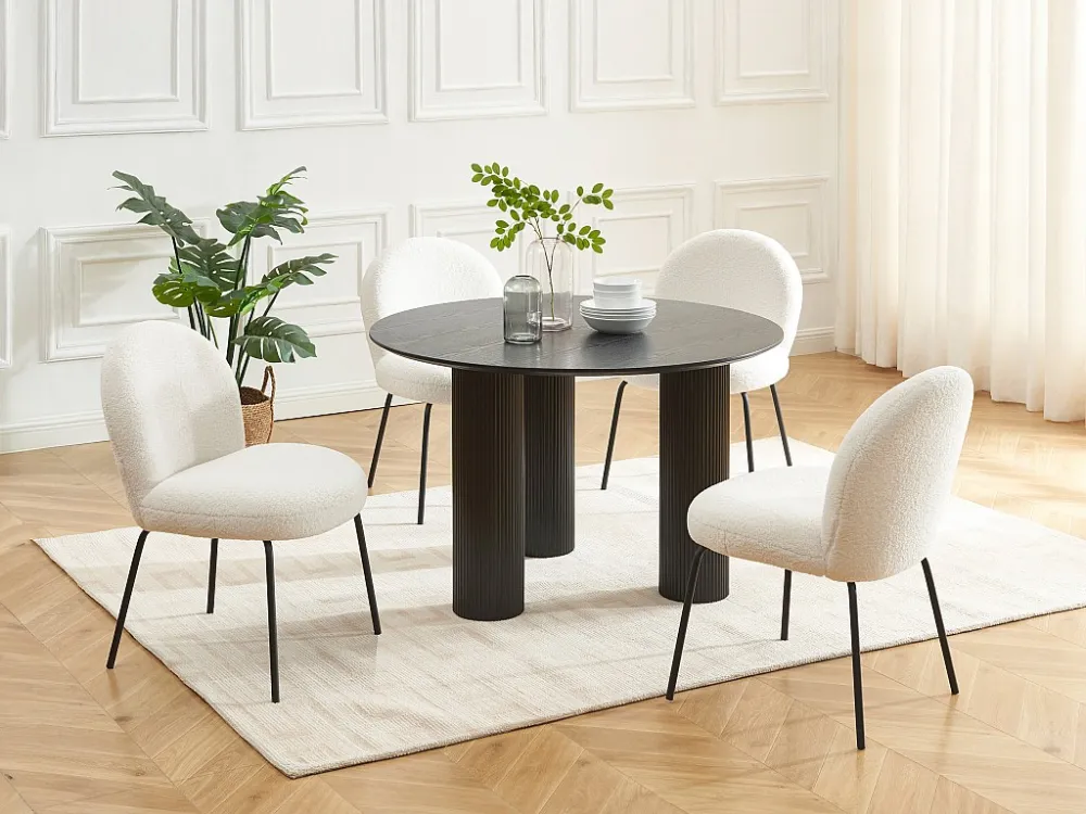 Ronde eettafel 4 plaatsen van mdf - Zwart - BURSANA