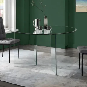 Ronde eettafel - voor 6 personen - Gehard glas - ADAMO