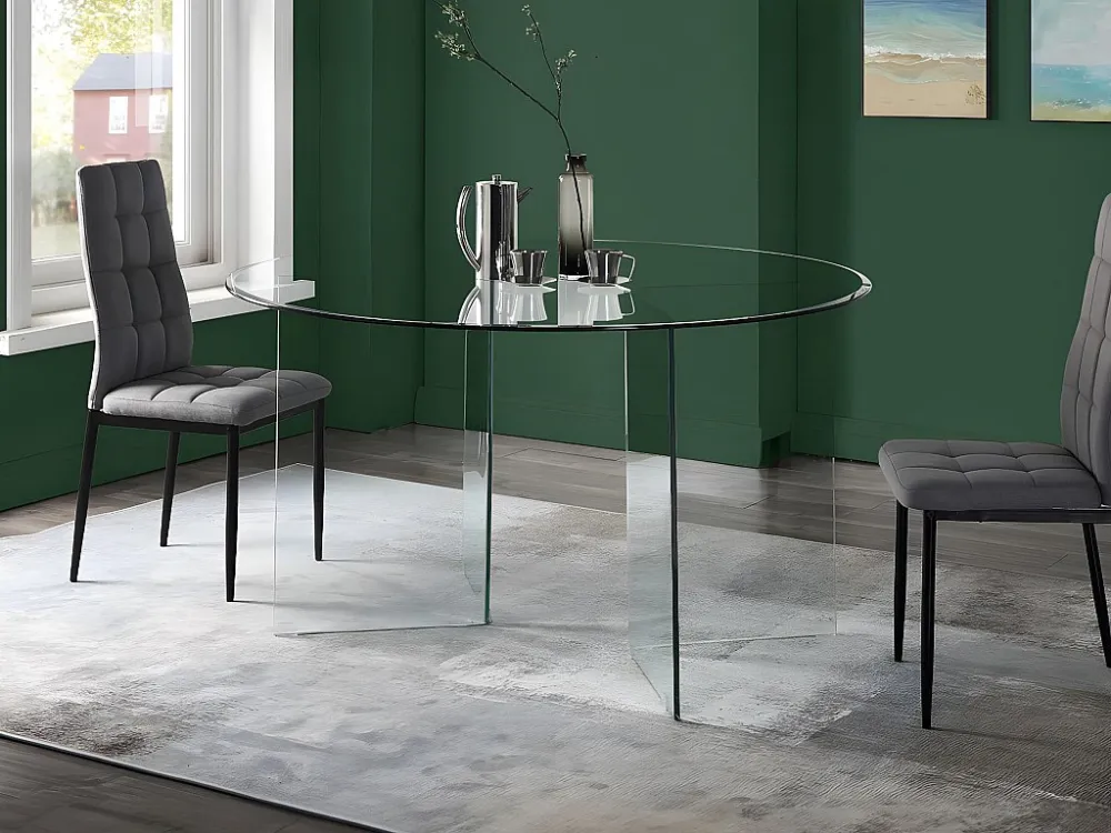 Ronde eettafel - voor 6 personen - Gehard glas - ADAMO
