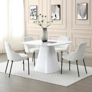 Ronde eettafel voor 4 personen van mdf - Wit gelakt - BUDONIA