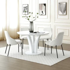 Ronde eettafel voor 4 personen van mdf - Wit gelakt - VIALETA