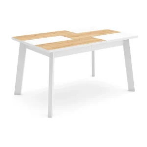 Eettafel, 140, Voor 6 personen, Houten poten, Eiken/Wit Skraut Home