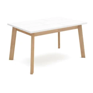 Eettafel, 140, Voor 6 personen, Houten poten, Wit Skraut Home