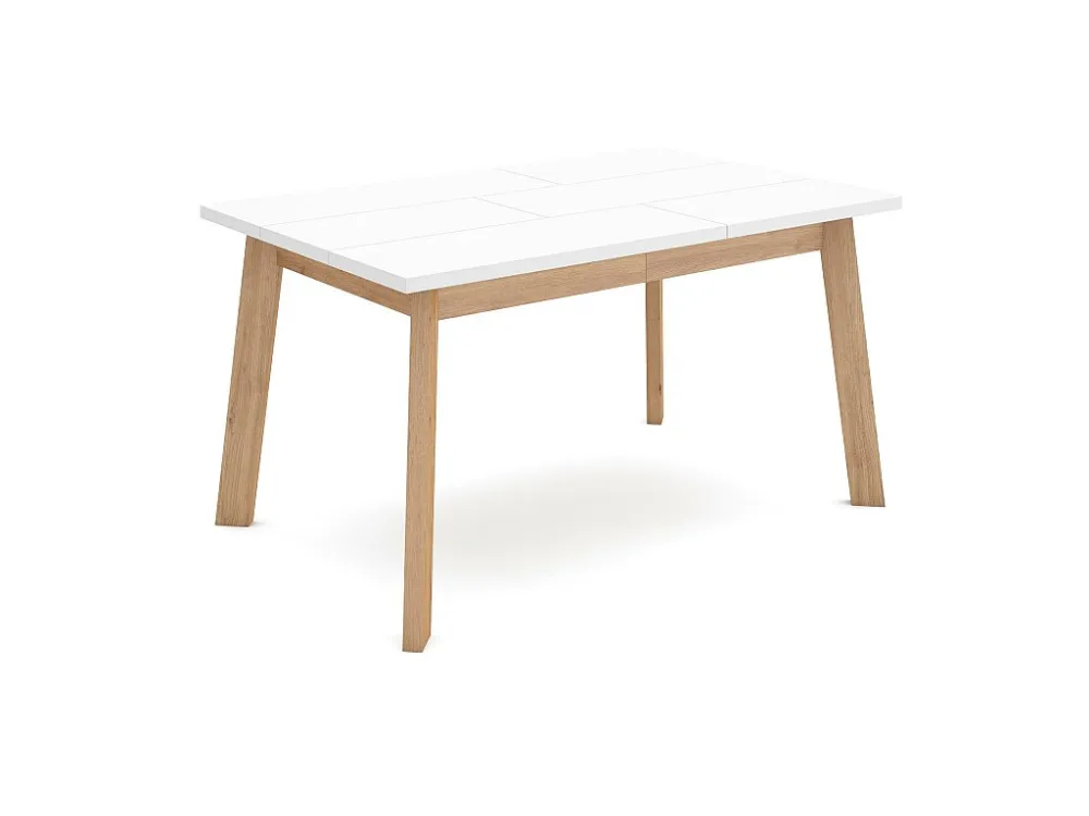 Eettafel, 140, Voor 6 personen, Houten poten, Wit Skraut Home