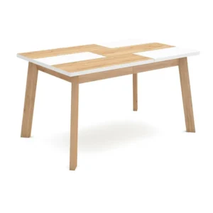 Eettafel, 140, Voor 6 personen, Houten poten, Eiken/Wit Skraut Home