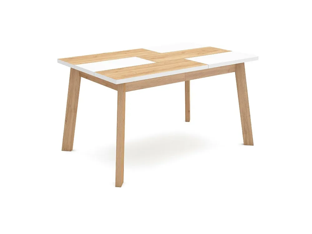 Eettafel, 140, Voor 6 personen, Houten poten, Eiken/Wit Skraut Home