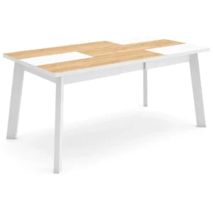 Eettafel, 170, Voor 8 personen, Houten poten, Eiken/Wit Skraut Home