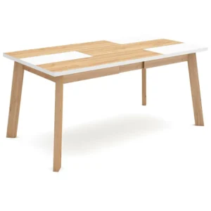 Eettafel, 170, Voor 8 personen, Houten poten, Eiken/Wit Skraut Home