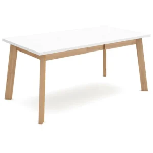 Eettafel, 170, Voor 8 personen, Houten poten, Wit Skraut Home