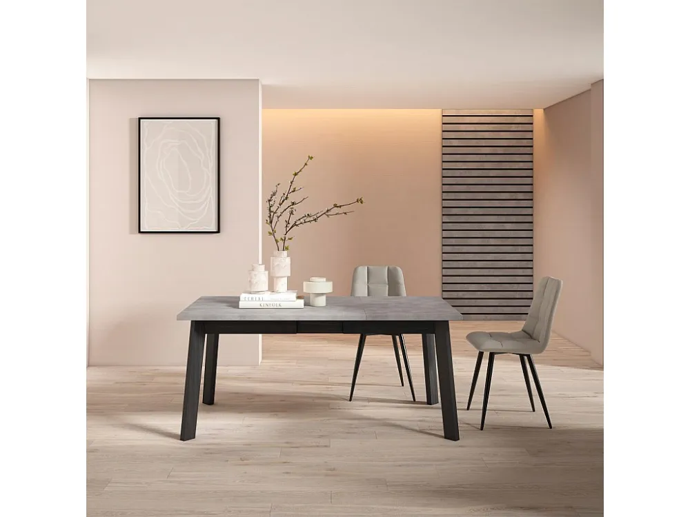 Eettafel, 170, Voor 8 personen, Houten poten, Cement Skraut Home
