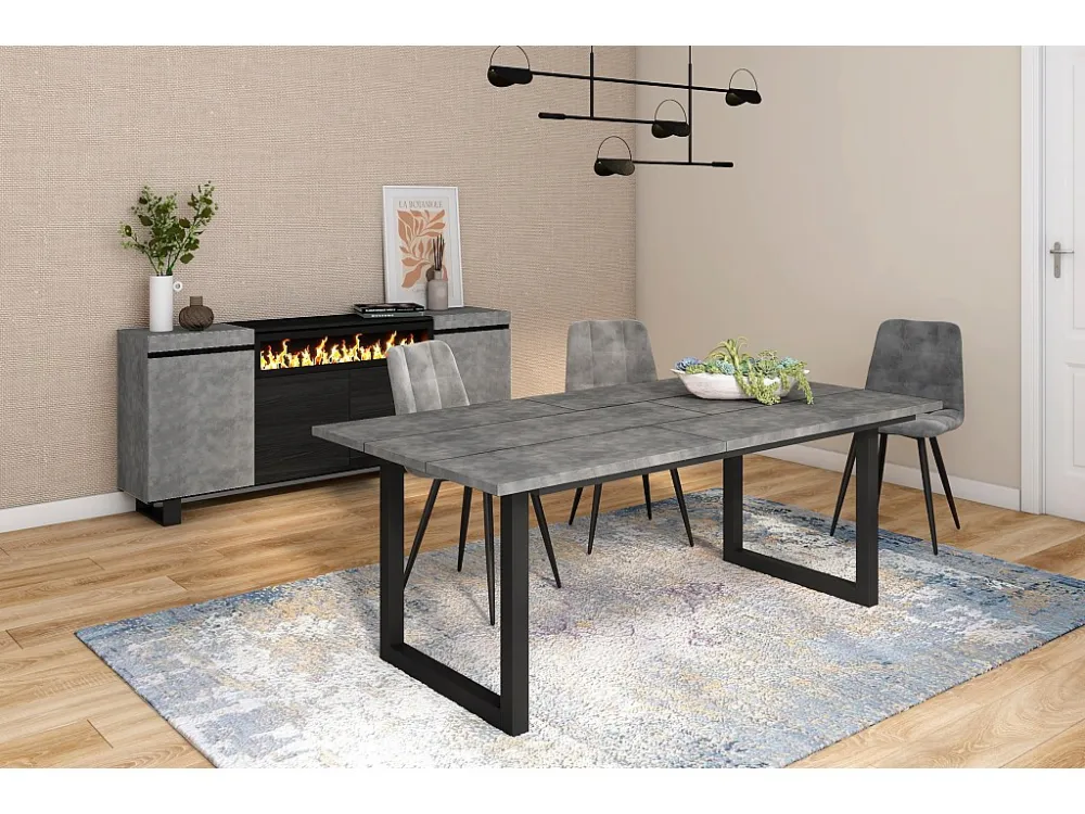 Eettafel, 200, Voor 10 personen, Massief houten poten, Cement Skraut Home