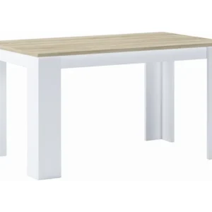 eettafel, Opgelost, 138x80x75cm, Robuust en resistent meubilair, Eik en wit, Noordse stijl Skraut Home