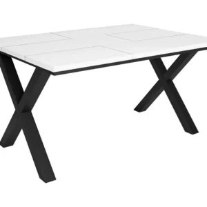 eettafel, 6 personen, 140, Robuust en stabiel dankzij zijn structuur en solide poten, Wit, Industriële stijl Skraut Home