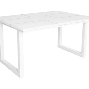 eettafel, 6 personen, 140, Robuust en stabiel dankzij zijn structuur en solide poten, Wit, Industriële stijl Skraut Home