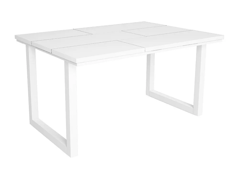 eettafel, 6 personen, 140, Robuust en stabiel dankzij zijn structuur en solide poten, Wit, Industriële stijl Skraut Home
