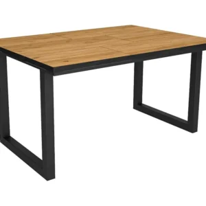 eettafel, 6 personen, 140, Robuust en stabiel dankzij zijn structuur en solide poten, Eiken en zwarte , Industriële stijl...