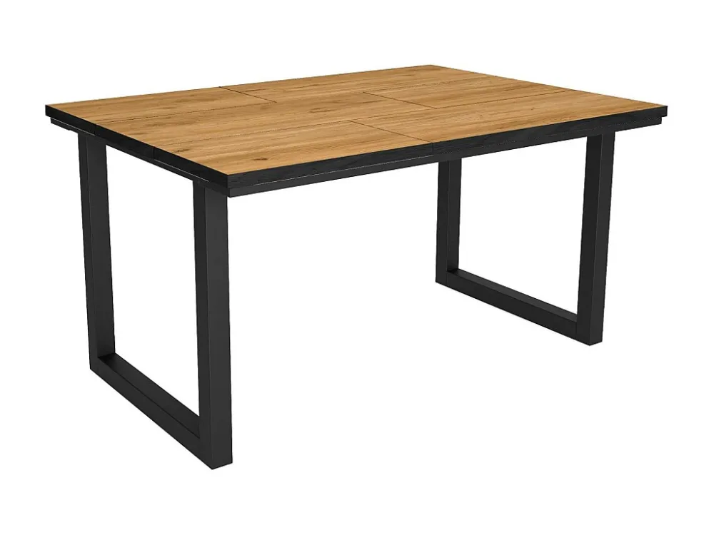 eettafel, 6 personen, 140, Robuust en stabiel dankzij zijn structuur en solide poten, Eiken en zwarte , Industriële stijl...