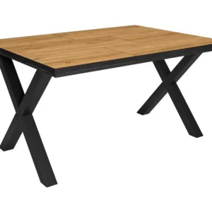 eettafel, 6 personen, 140, Robuust en stabiel dankzij zijn structuur en solide poten, Eiken en zwarte , Industriële stijl...