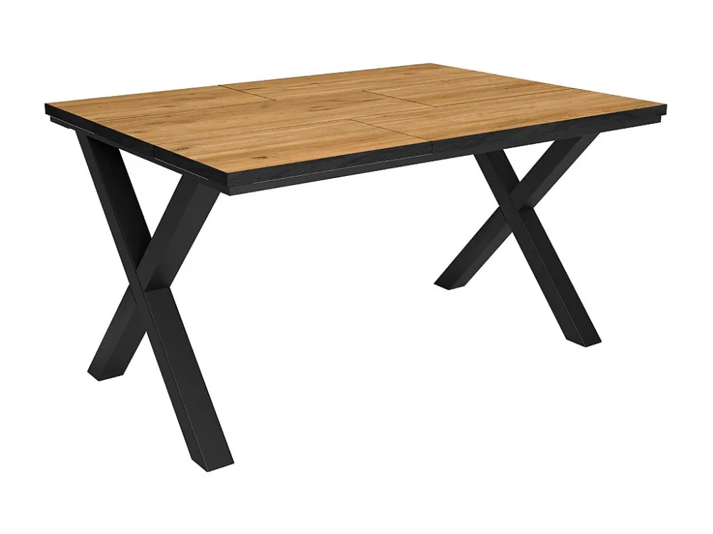eettafel, 6 personen, 140, Robuust en stabiel dankzij zijn structuur en solide poten, Eiken en zwarte , Industriële stijl...