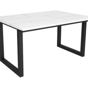 eettafel, 6 personen, 140, Robuust en stabiel dankzij zijn structuur en solide poten, Wit, Industriële stijl Skraut Home