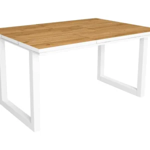 eettafel, 6 personen, 140, Robuust en stabiel dankzij zijn structuur en solide poten, Eiken en witte , Industriële stijl S...