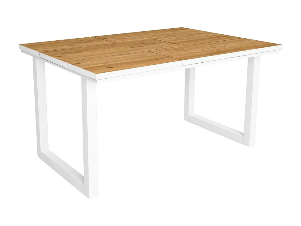 eettafel, 6 personen, 140, Robuust en stabiel dankzij zijn structuur en solide poten, Eiken en witte , Industriële stijl S...
