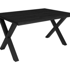 eettafel, 6 personen, 140, Robuust en stabiel dankzij zijn structuur en solide poten, Zwart, Industriële stijl Skraut Home