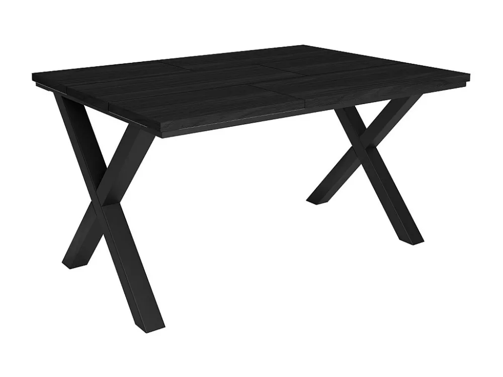 eettafel, 6 personen, 140, Robuust en stabiel dankzij zijn structuur en solide poten, Zwart, Industriële stijl Skraut Home