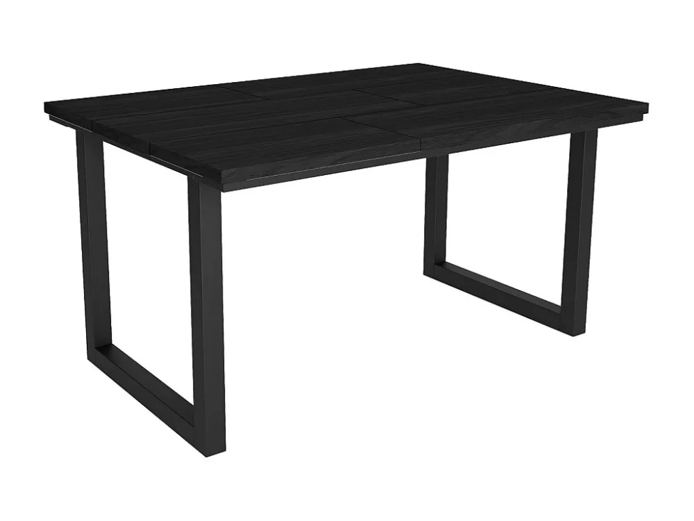 eettafel, 6 personen, 140, Robuust en stabiel dankzij zijn structuur en solide poten, Zwart, Industriële stijl Skraut Home