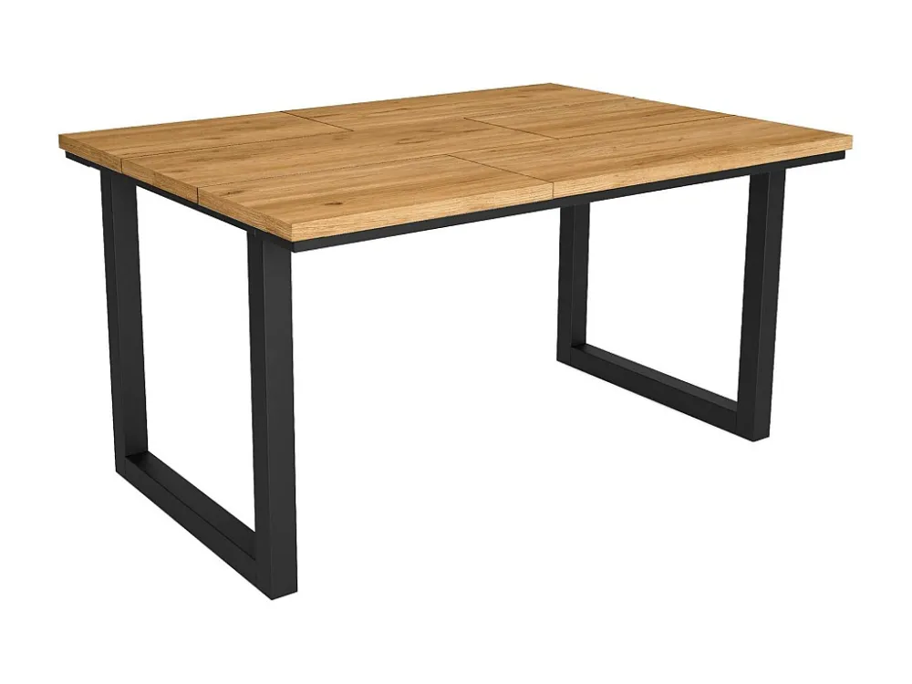 eettafel, 6 personen, 140, Robuust en stabiel dankzij zijn structuur en solide poten, Eik, Industriële stijl Skraut Home