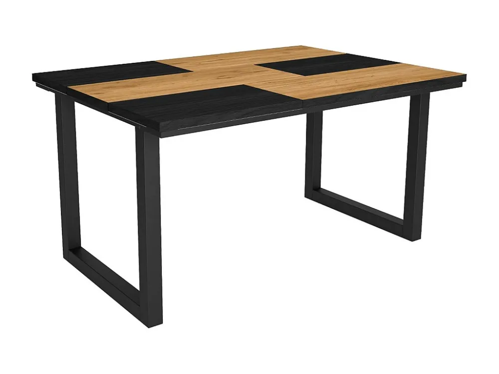 eettafel, 6 personen, 140, Robuust en stabiel dankzij zijn structuur en solide poten, Eik en zwart, Industriële stijl Skra...