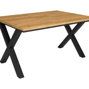 eettafel, 6 personen, 140, Robuust en stabiel dankzij zijn structuur en solide poten, Eik, Industriële stijl Skraut Home
