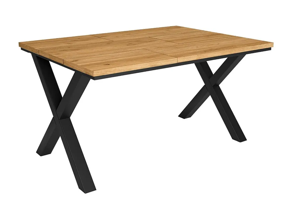 eettafel, 6 personen, 140, Robuust en stabiel dankzij zijn structuur en solide poten, Eik, Industriële stijl Skraut Home