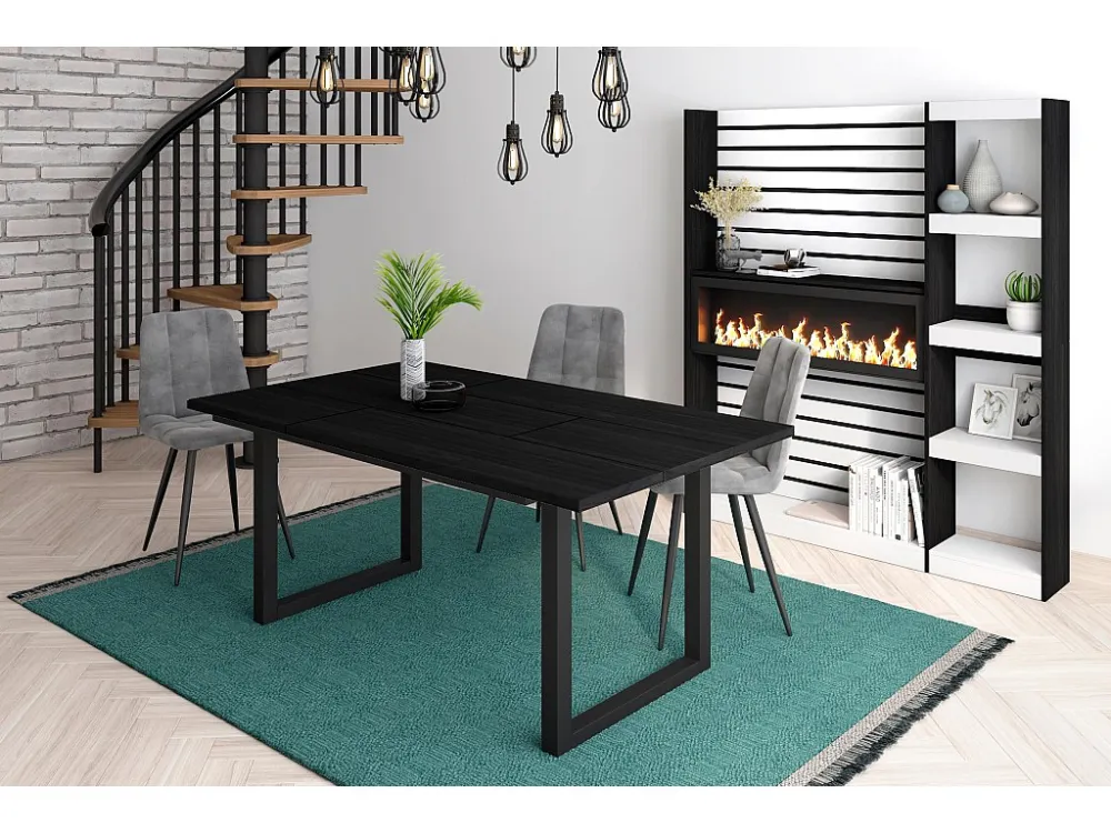eettafel, 8 personen, 170, Robuust en stabiel dankzij zijn structuur en solide poten, Zwart, Industriële stijl Skraut Home