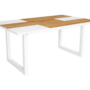 eettafel, 8 personen, 170, Robuust en stabiel dankzij zijn structuur en solide poten, Eik en wit, Industriële stijl Skraut...