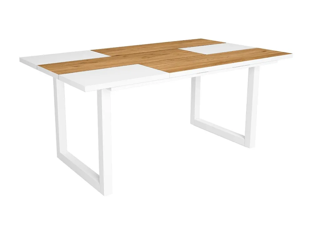 eettafel, 8 personen, 170, Robuust en stabiel dankzij zijn structuur en solide poten, Eik en wit, Industriële stijl Skraut...
