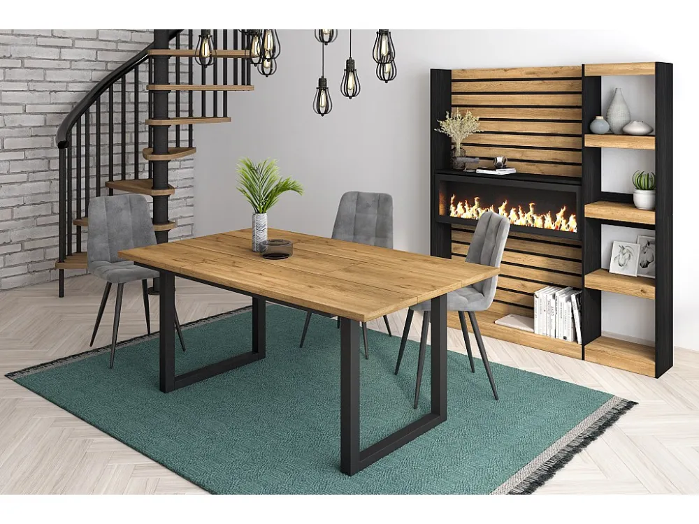 eettafel, 8 personen, 170, Robuust en stabiel dankzij zijn structuur en solide poten, Eik, Industriële stijl Skraut Home