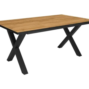 eettafel, 8 personen, 170, Robuust en stabiel dankzij zijn structuur en solide poten, Eiken en zwarte , Industriële stijl...