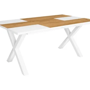 eettafel, 8 personen, 170, Robuust en stabiel dankzij zijn structuur en solide poten, Eik en wit, Industriële stijl Skraut...