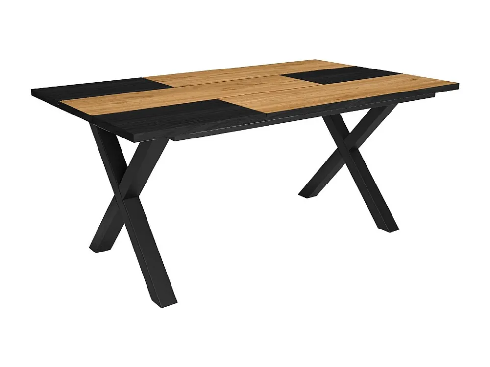 eettafel, 8 personen, 170, Robuust en stabiel dankzij zijn structuur en solide poten, Eik en zwart, Industriële stijl Skra...