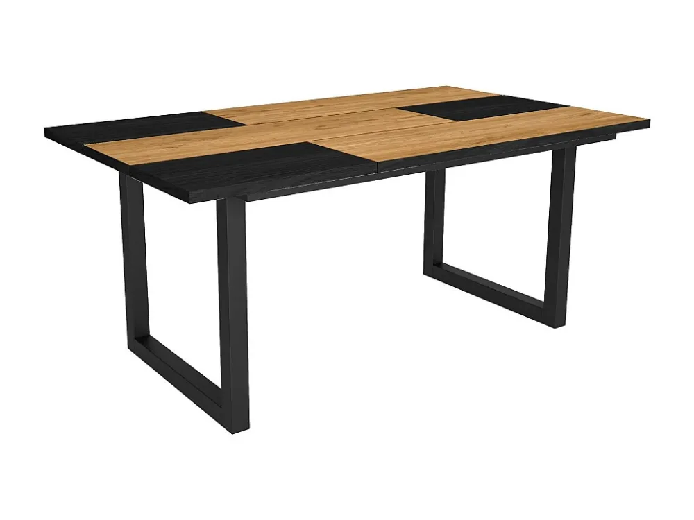 eettafel, 8 personen, 170, Robuust en stabiel dankzij zijn structuur en solide poten, Eik en zwart, Industriële stijl Skra...