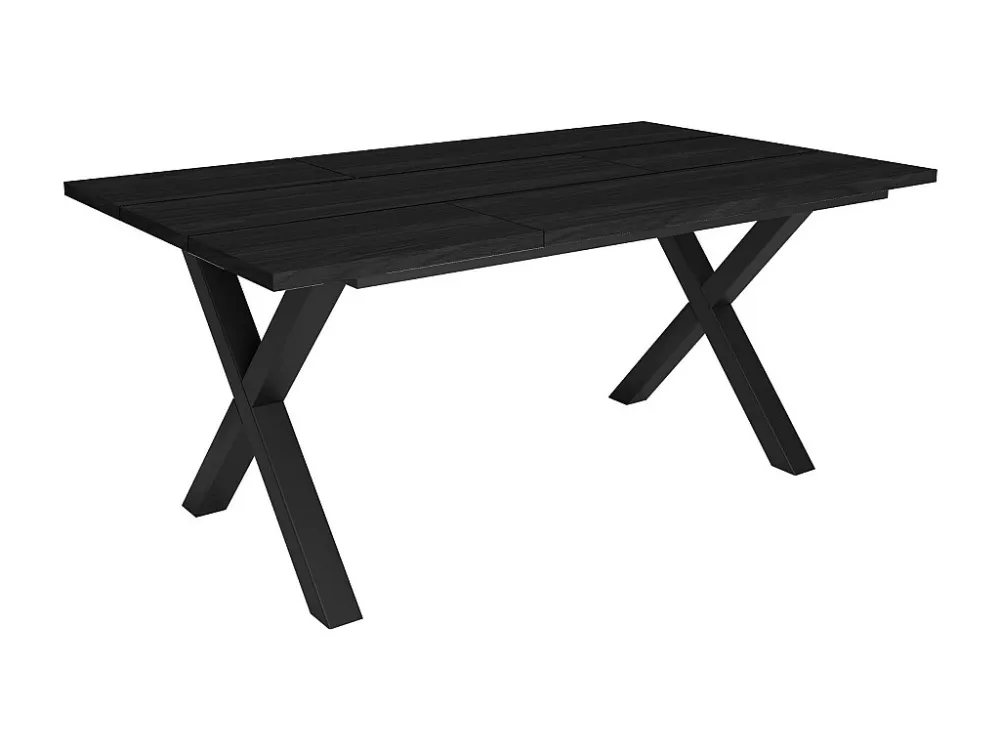 eettafel, 8 personen, 170, Robuust en stabiel dankzij zijn structuur en solide poten, Zwart, Industriële stijl Skraut Home