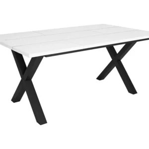 eettafel, 8 personen, 170, Robuust en stabiel dankzij zijn structuur en solide poten, Wit, Industriële stijl Skraut Home