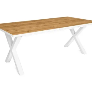 eettafel, 10 personen, 200, Robuust en stabiel dankzij zijn structuur en solide poten, Eiken en witte , Industriële stijl...