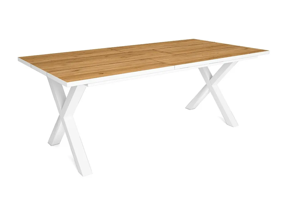 eettafel, 10 personen, 200, Robuust en stabiel dankzij zijn structuur en solide poten, Eiken en witte , Industriële stijl...