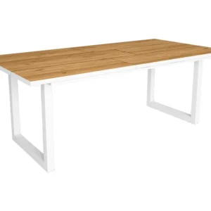 eettafel, 10 personen, 200, Robuust en stabiel dankzij zijn structuur en solide poten, Eiken en witte , Industriële stijl...