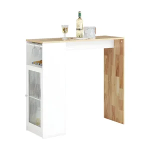SoBuy Bartafel, keukentafel, eettafel, bistrotafel, bartafel voor keuken, eetkamer met 1 deur en glashouder, 108 x 40 x 10...
