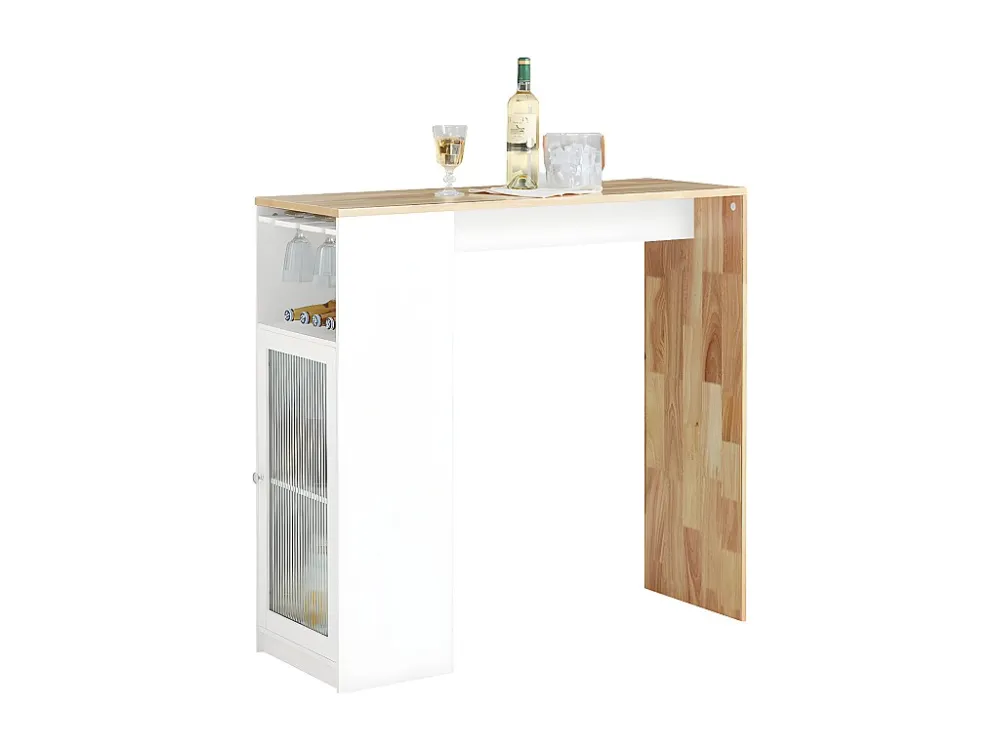 SoBuy Bartafel, keukentafel, eettafel, bistrotafel, bartafel voor keuken, eetkamer met 1 deur en glashouder, 108 x 40 x 10...