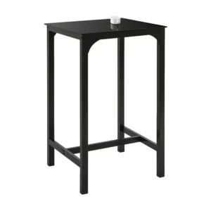 SoBuy OGT38-SCH Vierkante Bartafel Keuken Hoge Tafel Hoge Eettafel Eettafel Glasblad Stevige Stalen Poten