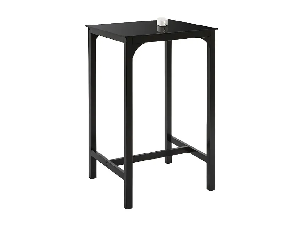 SoBuy OGT38-SCH Vierkante Bartafel Keuken Hoge Tafel Hoge Eettafel Eettafel Glasblad Stevige Stalen Poten